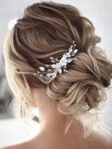 Pente de cabelo de casamento Unicra Bride Silver Flower Crystal Accessorie Pente de cabelo de casamento Unicra Bride Silver Flower Crystal Accessorie