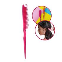 Pente de Cabelo Desembaraçador Básico Rosa com Pontas Arredondadas Ricca