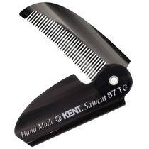 Pente de cabelo dobrável Kent 87T Black Fine Tooth feito à mão
