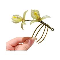 Pente De Cabelo Elegante Vintage Com Flor De Vidro Estilo Chinês Para Mulheres E Meninas Acessórios