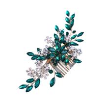 Pente De Cabelo Feminino Com Strass, Cristal E Pérolas, Tiara De Noiva Com Flores E Folhas, Joia De