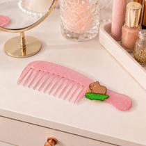 Pente de Cabelo Rosa Decorado Com Gliter Dentes Largo 22cm Pente de Cabelo Rosa Decorado Com Gliter Dentes Largo 22cm