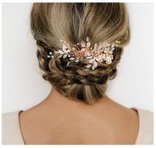 Pente de cabelo SWEETV Metal Rhinestone Bridal Rose Gold Pente de cabelo SWEETV Metal Rhinestone Bridal Rose Gold