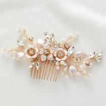 Pente de cabelo SWEETV Rose Gold, acessório de noiva para casamento