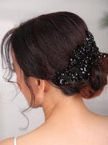 Pente de cabelo Teyglen Black Rhinestones Crystal Bride Pente de cabelo Teyglen Black Rhinestones Crystal Bride