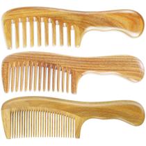 Pente de cabelo único ou feito à mão em sândalo verde 100% natural