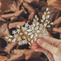 Pente de cabelo Unsutuo Crystal Bride Silver Strass Flower