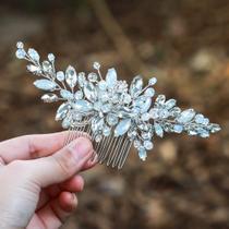 Pente de cabelo Yean Wedding Silver Strass Opal Crystal Bride Pente de cabelo Yean Wedding Silver Strass Opal Crystal Bride