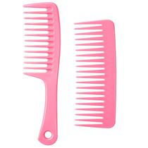 Pente de Dentes Largos Macuezu 2 Unidades Rosa para Desembaraçar Cabelos