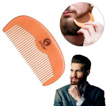 Pente de Madeira Premium para Barba e Bigode Anti Frizz Masculino Enox Meia Lua Pentear Curvo Clássico