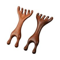 Pente De Massagem De Madeira De Sândalo Com Duas Pontas Para Terapia Corporal Meridian, Ferramenta