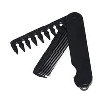 Pente Dobrável 2 Em 1 Preto Com Dentes Duplos Portátil Para Cabelos Secos E Molhados, Uso