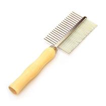 Pente Duplo Napi 49 Dentes com Cabo de Madeira para Cães e Gatos Pente Duplo Napi 49 Dentes com Cabo de Madeira para Cães e Gatos