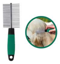 Pente Duplo Pet Cachorro Cabo 17cm Alumínio Cinza Pente Duplo Pet Cachorro Cabo 17cm Alumínio Cinza