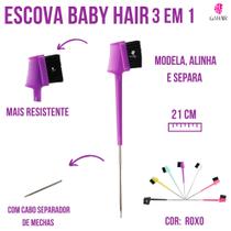 Pente /Escovinha Para Manusear Baby Hair 3 em 1 Com Cabo Auxiliar De Aço
