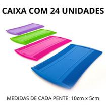 Pente Fino Pequeno de Bolso p/ Caspa Várias Cores Caixa com 24 Unidades