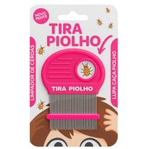 Pente Fino Tira Piolho Lupa Rosa 3B Cerdas Aço Inox Remove Tirar Lendêas Pentinho Extrator Caspa