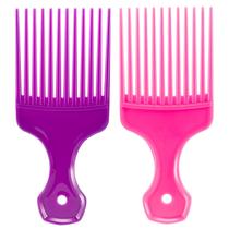 Pente garfo SIMPOR 2 peças, dentes largos, plástico, roxo e rosa Pente garfo SIMPOR 2 peças, dentes largos, plástico, roxo e rosa
