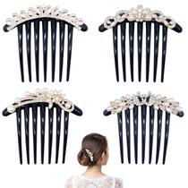 Pente lateral para cabelo GeoGeodiy Pearls Rhinestones Flower x4