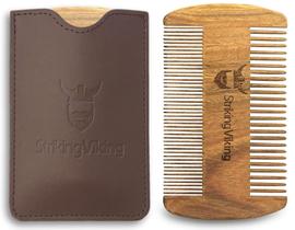 Pente para Barba Viking Atraente em Sândalo com Dentes Finos e Largos