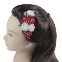 Pente para cabelo floral, estilo japonesa em fita - Kanzashi - Modelo Hinata Pente para cabelo floral, estilo japonesa em fita - Kanzashi - Modelo Hinata