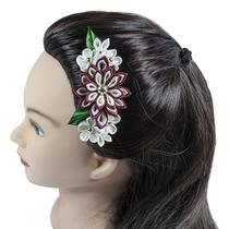 Pente para cabelo, japonesa em flor de fita - Kanzashi - Modelo Aika - Kanzashi by Nice