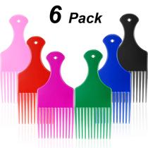 Pente para palheta de cabelo de 6 peças, pente de plástico liso de 6,5 polegadas, pente de cabelo afro, ferramenta de modelagem de cabeleireiro para cabelos cacheados naturais (preto, azul, rosa, verde, vermelho, roxo) Pente para palheta de cabelo de 6 peças, pente de plástico liso de 6,5 polegadas, pente de cabelo afro, ferramenta de modelagem de cabeleireiro para cabelos cacheados naturais (preto, azul, rosa, verde, vermelho, roxo)