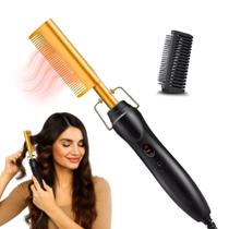 Pente Quente Modelador e Alisador Bivolt Potente com 4 Níveis de Temperaturas Pente Chapinha 2 EM 1