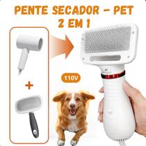Pente Secador Pet 110V, fácil de manusear e ideal para tosa doméstica.