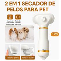 Pente Secador Pet 2 Em 1 Silencioso Portátil Leve Soprador - 110V ideal para banho e tosa