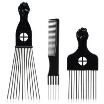 Pente SIMPOR Afro de Metal com Dentes Largos 3 Unidades