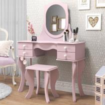 Penteadeira 04 Gavetas Princesa Rosa com Banqueta - Patrimar