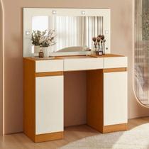 Penteadeira 2 Portas 4 Gavetas Com Visor De Vidro Studio Cinamomo/off White