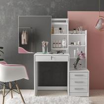 Penteadeira 4 Gavetas com Espelho Deslizante e Nichos Helena Yescasa Branco