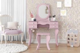 Penteadeira 4 Gavetas PR Design Româtico Com Banco Cor Rosa