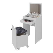 Penteadeira 54cm Com Espelho 1 Gaveta 1 Porta Basculante E Puff Multimóveis CR35251 Branco/preto Penteadeira 54cm Com Espelho 1 Gaveta 1 Porta Basculante E Puff Multimóveis CR35251 Branco/preto