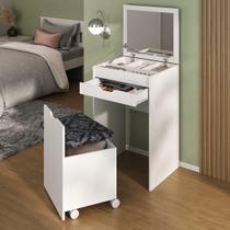 Penteadeira 54cm com Espelho 1 Gaveta 1 Porta Basculante e Puff Multimóveis CR35251 Penteadeira 54cm com Espelho 1 Gaveta 1 Porta Basculante e Puff Multimóveis CR35251