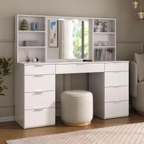 Penteadeira 9 Gavetas com Espelho e Led 8402 Branco