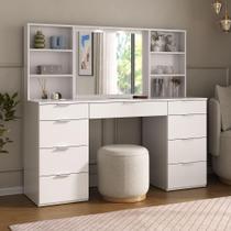 Penteadeira 9 Gavetas com Espelho e Led 8402 Branco