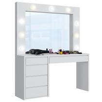 Penteadeira Anne 5 Gavetas Branco Acetinado - Mavaular
