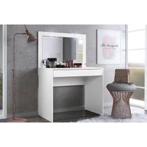 Penteadeira Atraente c/ 1 Gaveta e Espelho Branco - Demóbile