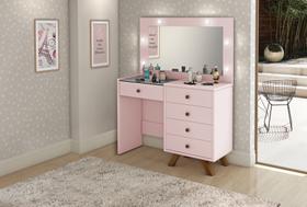 Penteadeira Camarim 5 Gavetas Retro Luna C/led -Espelho- Gaveta Maquiagem -Rose Penteadeira Camarim 5 Gavetas Retro Luna C/led -Espelho- Gaveta Maquiagem -Rose