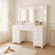 Penteadeira Camarim 9 Gavetas Com Iuminação Led E Espelho