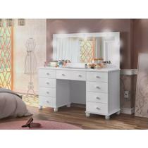 Penteadeira Camarim 9 Gavetas Luxo Com Leds + Banqueta Luxo