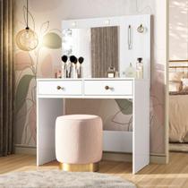 Penteadeira Camarim Branca Com Espelho E Led Ideal Moval