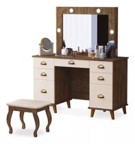 Penteadeira Camarim C/ Led Gaveta Com Colmeia E Banqueta New