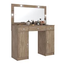 Penteadeira Camarim Carisma c/ LED e Espelho 5950 Nogal Touch Demóbile