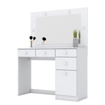 Penteadeira Camarim Chanel com Porta e 4 Gavetas Branco - Móveis Henn Penteadeira Camarim Chanel com Porta e 4 Gavetas Branco - Móveis Henn
