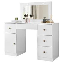 Penteadeira Camarim Com Espelho 5 Gavetas Nancy M07 Branco - Mpozenato