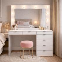 Penteadeira Camarim com Espelho 7 Gavetas e Tomada Diamante Espresso Móveis